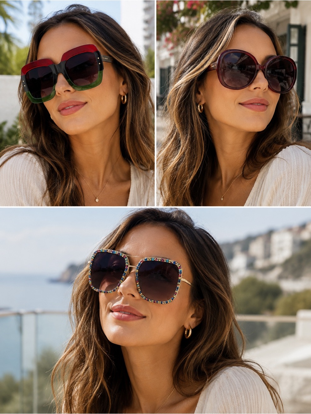 Oversized Statement Sunglasses Set Retro Glam Rhinestone Festival Shades